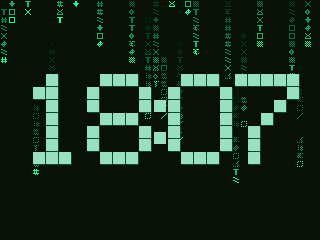 Esfera matrix: 18:07 formado con glifos verdes y una lluvia de caracteres cayendo detrás.